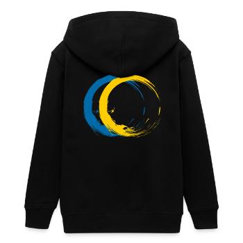 Circle brush flag of Sweden holiday travel - Teens Organic Zip-up Hoodie by Stanley/Stella - black - Back - AI Model Teenager Male light (155cm)