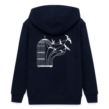 Oiseaux Cage chemise oiseaux cadeau - Veste à capuche ado bio Stanley/Stella - marine - Dos - AI Model Teenager Male light (155cm)
