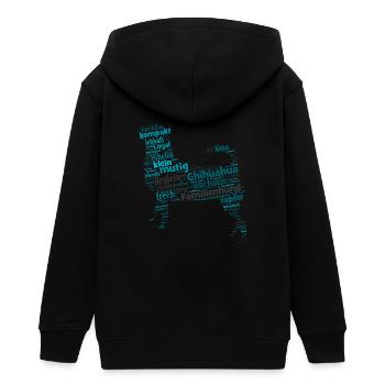 Chihuahua character term Wordcloud - Teens Organic Zip-up Hoodie by Stanley/Stella - black - Back - AI Model Teenager Male light (155cm)
