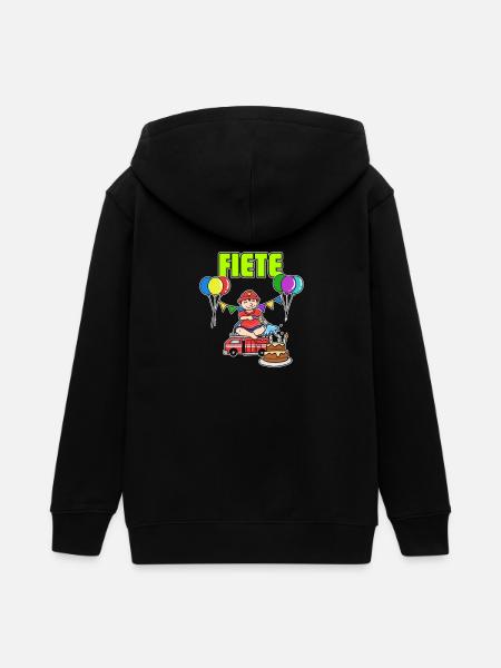 Fire Brigade Fiete gift - Teens Organic Zip-up Hoodie by Stanley/Stella - black