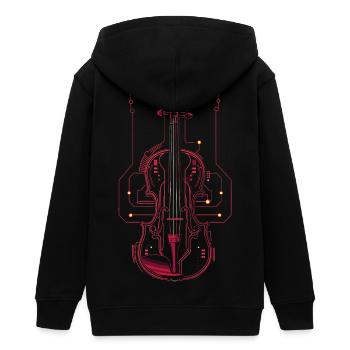 Dessin de violon - Veste à capuche ado bio Stanley/Stella - noir - Dos - AI Model Teenager Male light (155cm)