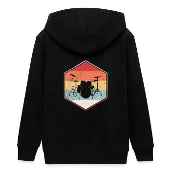 Retro Schlagzeug - Teenager Organic Kapuzenjacke Mini Cultivator von Stanley/Stella - Schwarz - Hinten - AI Model Teenager Male light (155cm)