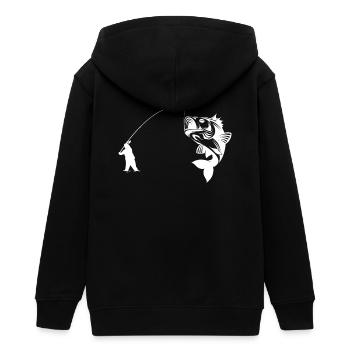 Angeln - Fischen - Angler - Fischer - Fischerei - Teenager Organic Kapuzenjacke Mini Cultivator von Stanley/Stella - Schwarz - Hinten - AI Model Teenager Male light (155cm)