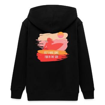 Sommer Spruch Surfen - Teenager Organic Kapuzenjacke Mini Cultivator von Stanley/Stella - Schwarz - Hinten - AI Model Teenager Male light (155cm)