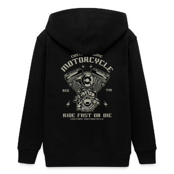 Motorcycle engine conversion Chopper Custom Engine - Teens Organic Zip-up Hoodie by Stanley/Stella - black - Back - AI Model Teenager Male light (155cm)