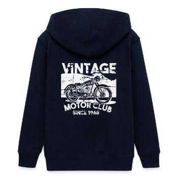 Vintage Motor Club Since 1968 Motorradclub Biker - Teenager Organic Kapuzenjacke Mini Cultivator von Stanley/Stella - Navy - Hinten - AI Model Teenager Male light (155cm)