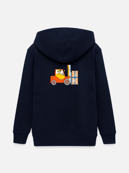 fork-lift truck - Teens Organic Zip-up Hoodie by Stanley/Stella - black