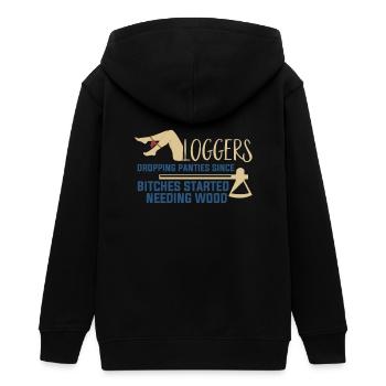 Logging Needing Wood Funny Logger - Teenager Organic Kapuzenjacke Mini Cultivator von Stanley/Stella - Schwarz - Hinten - AI Model Teenager Male light (155cm)