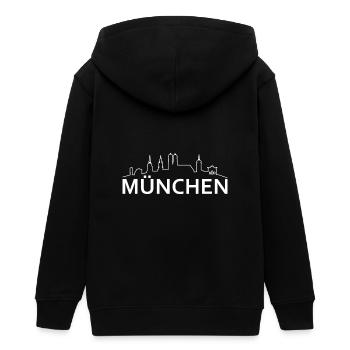 München Design mit Skyline - Teenager Organic Kapuzenjacke Mini Cultivator von Stanley/Stella - Schwarz - Hinten - AI Model Teenager Male light (155cm)