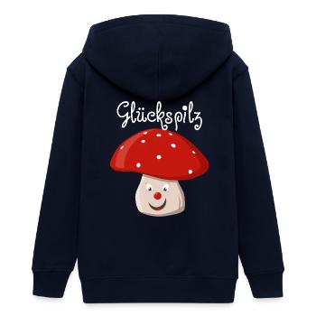 Glückspilz - Teenager Organic Kapuzenjacke Mini Cultivator von Stanley/Stella - Navy - Hinten - AI Model Teenager Male light (155cm)