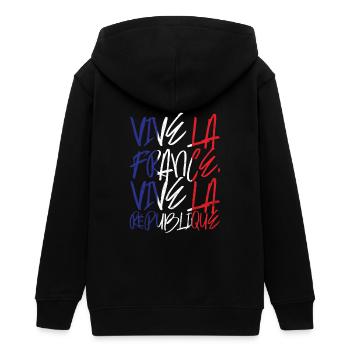 Vive la France, vive la République - Veste à capuche ado bio Stanley/Stella - noir - Dos - AI Model Teenager Male light (155cm)