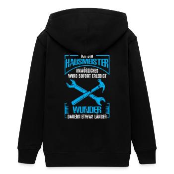 Hausmeister Unmögliches wird sofort erledigt - Teenager Organic Kapuzenjacke Mini Cultivator von Stanley/Stella - Schwarz - Hinten - AI Model Teenager Male light (155cm)