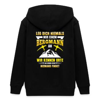 Bergmann T-Shirt Leg dich niemals mit einem an - Teenager Organic Kapuzenjacke Mini Cultivator von Stanley/Stella - Schwarz - Hinten - AI Model Teenager Male light (155cm)