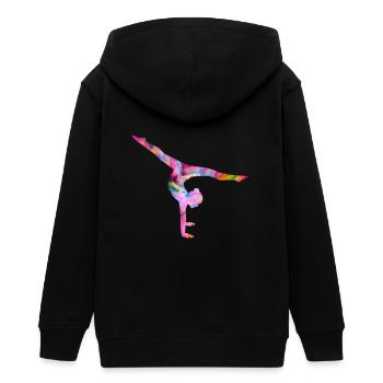 Turnen Handstand bunt - Teenager Organic Kapuzenjacke Mini Cultivator von Stanley/Stella - Schwarz - Hinten - AI Model Teenager Male light (155cm)