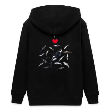 I love dolphins - I love dolphins - Dauphins - Teens Organic Zip-up Hoodie by Stanley/Stella - black - Back - AI Model Teenager Male light (155cm)