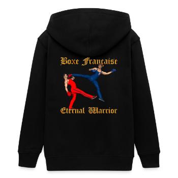 Savate Krieger - Teenager Organic Kapuzenjacke Mini Cultivator von Stanley/Stella - Schwarz - Hinten - AI Model Teenager Male light (155cm)