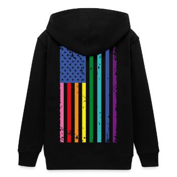 Drapeau arc-en-ciel des États-Unis - Veste à capuche ado bio Stanley/Stella - noir - Dos - AI Model Teenager Male light (155cm)