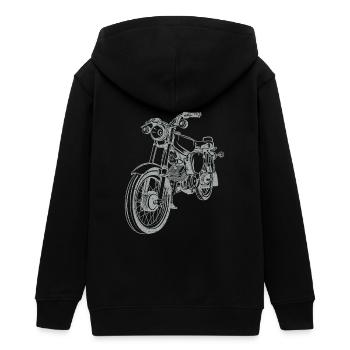 Simson S51 Vintage Lineart Silhouette - Teenager Organic Kapuzenjacke Mini Cultivator von Stanley/Stella - Schwarz - Hinten - AI Model Teenager Male light (155cm)