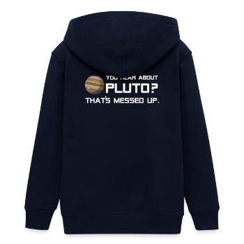 Pluto Shirt You Hear About Pluto? - Teenager Organic Kapuzenjacke Mini Cultivator von Stanley/Stella - Navy - Hinten - AI Model Teenager Male light (155cm)