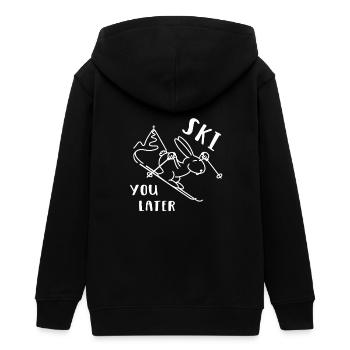 Ski You Later - Schneehase Pistenhase lustig - Teenager Organic Kapuzenjacke Mini Cultivator von Stanley/Stella - Schwarz - Hinten - AI Model Teenager Male light (155cm)