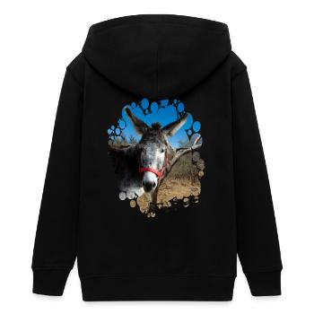 Donkey - Teenager Organic Kapuzenjacke Mini Cultivator von Stanley/Stella - Schwarz - Hinten - AI Model Teenager Male light (155cm)