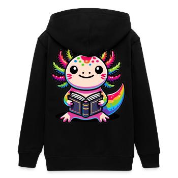 Ich-les-a-lotl, Axolotl - Teens Organic Zip-up Hoodie by Stanley/Stella - black - Back - AI Model Teenager Male light (155cm)