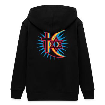 Drei Religionen - Teenager Organic Kapuzenjacke Mini Cultivator von Stanley/Stella - Schwarz - Hinten - AI Model Teenager Male light (155cm)