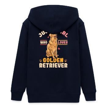 Golden Retriever - Teenager Organic Kapuzenjacke Mini Cultivator von Stanley/Stella - Navy - Hinten - AI Model Teenager Male light (155cm)