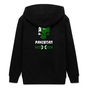 Pakistan skull design / gift - Teens Organic Zip-up Hoodie by Stanley/Stella - black - Back - AI Model Teenager Male light (155cm)