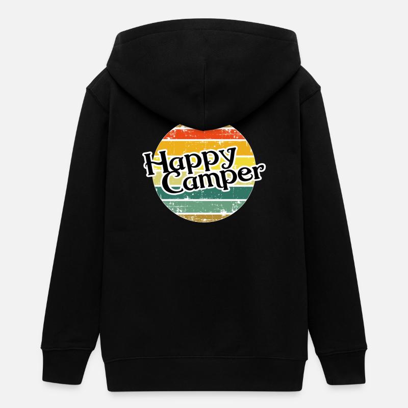 Happy Camper / Camping rétro Vintage Camper - Veste à capuche ado bio Stanley/Stella - noir