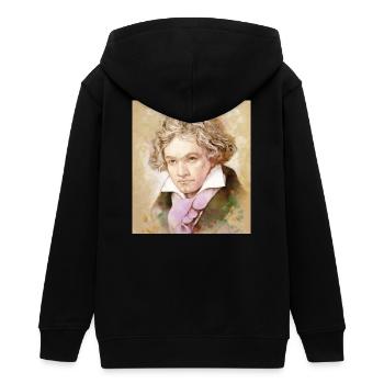 Ludwig van Beethoven im Aquarell Stil - Teenager Organic Kapuzenjacke Mini Cultivator von Stanley/Stella - Schwarz - Hinten - AI Model Teenager Male light (155cm)