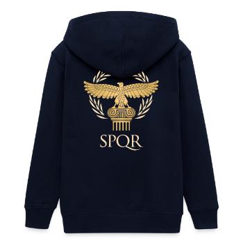 SPQR - Drapeau empire et république Rome antique - Veste à capuche ado bio Stanley/Stella - marine - Dos - AI Model Teenager Male light (155cm)