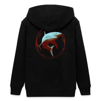 Great White Shark - Teens Organic Zip-up Hoodie by Stanley/Stella - black - Back - AI Model Teenager Male light (155cm)