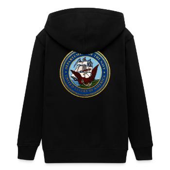 NAVY USA DEBARQUEMENT NORMANDIE Louis RUNEMBERG © - Veste à capuche ado bio Stanley/Stella - noir - Dos - AI Model Teenager Male light (155cm)