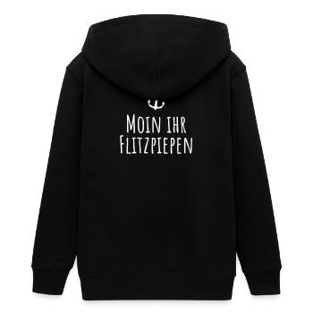 Moin Ihr Flitzpiepen Typisch Plattdeutsch Anker - Teenager Organic Kapuzenjacke Mini Cultivator von Stanley/Stella - Schwarz - Hinten - AI Model Teenager Male light (155cm)