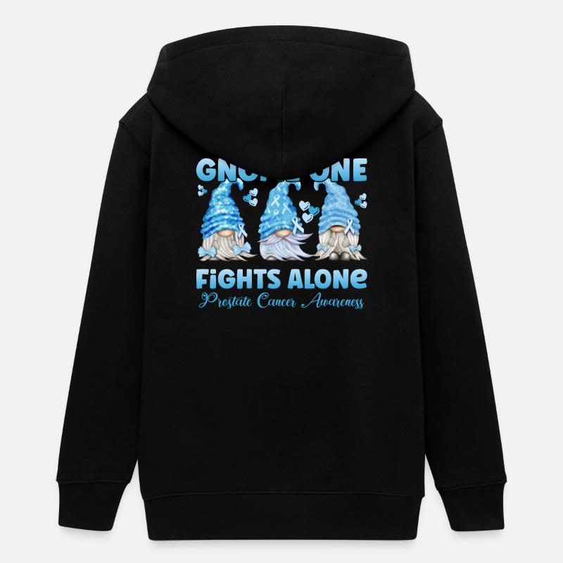Cancer de la prostate Cancer de la prostate Gnome bleu clair - Veste à capuche ado bio Stanley/Stella - noir