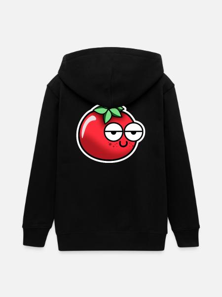 Tomaat met gezicht - Tiener zip hoodie biologisch Stanley/Stella - zwart
