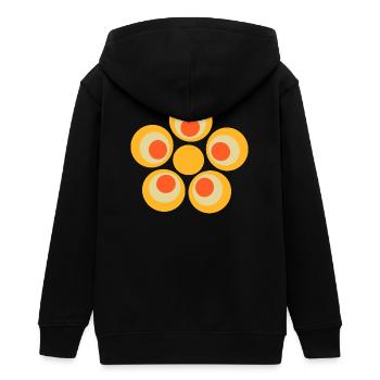 70er Jahre Blume Muster - Teenager Organic Kapuzenjacke Mini Cultivator von Stanley/Stella - Schwarz - Hinten - AI Model Teenager Male light (155cm)