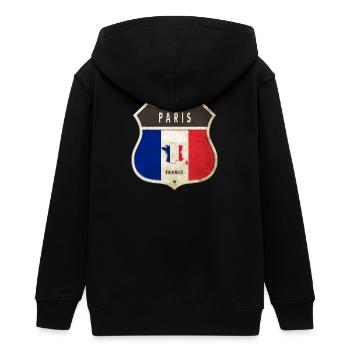 Paris France Armoiries Drapeaux Design - Veste à capuche ado bio Stanley/Stella - noir - Dos - AI Model Teenager Male light (155cm)
