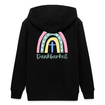 CHRISTLICHER GLAUBE - DANKBARKEIT KREUZ - Teenager Organic Kapuzenjacke Mini Cultivator von Stanley/Stella - Schwarz - Hinten - AI Model Teenager Male light (155cm)