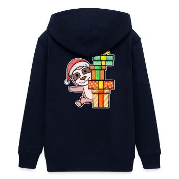 Paresseux de Noël avec cadeaux - Veste à capuche ado bio Stanley/Stella - marine - Dos - AI Model Teenager Male light (155cm)