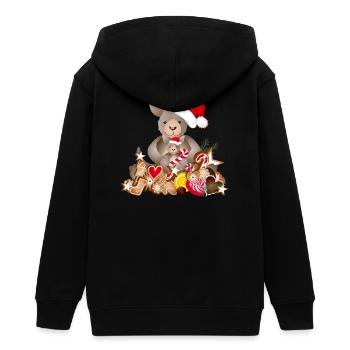 kangourou doux pour Noël avec chapeau de Noël - Veste à capuche ado bio Stanley/Stella - noir - Dos - AI Model Teenager Male light (155cm)