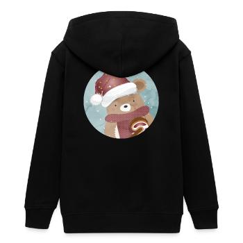 goldiger Bär für Weihnachten mit Weihnachtsmütze - Teenager Organic Kapuzenjacke Mini Cultivator von Stanley/Stella - Schwarz - Hinten - AI Model Teenager Male light (155cm)