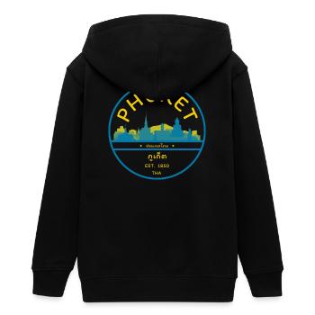 Phuket Stadt-Skyline Emblem - Teenager Organic Kapuzenjacke Mini Cultivator von Stanley/Stella - Schwarz - Hinten - AI Model Teenager Male light (155cm)