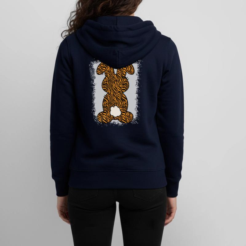 Tiger Pattern Rabbit Bleached Easter Teens Organic Zip-up Hoodie by Stanley/Stella