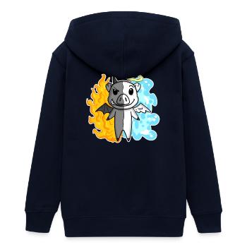 Pig - Angel and Devil - Teens Organic Zip-up Hoodie by Stanley/Stella - navy - Back - AI Model Teenager Male light (155cm)