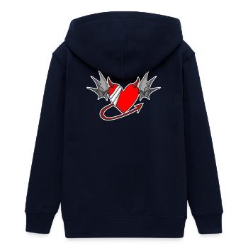Heart Angel Wings Devil Devil Wings - Teens Organic Zip-up Hoodie by Stanley/Stella - navy - Back - AI Model Teenager Male light (155cm)