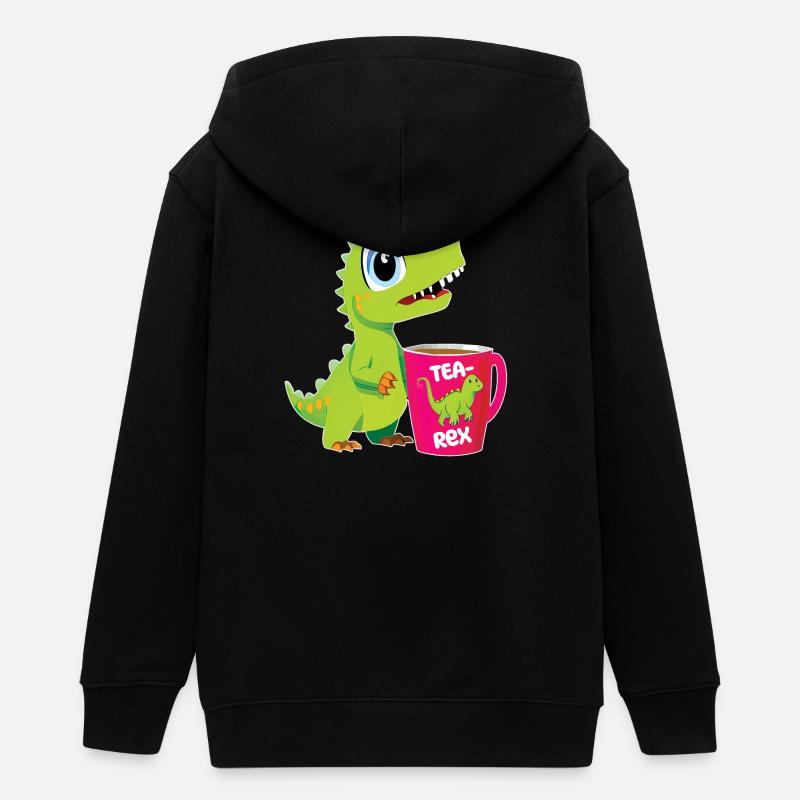 Tearex drôle de T-Rex avec tasse à café - Veste à capuche ado bio Stanley/Stella - noir