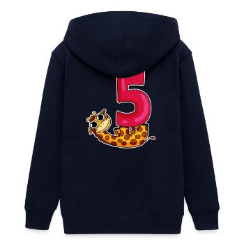 5 Birthday Motif Giraffe - Five Years Old - Teens Organic Zip-up Hoodie by Stanley/Stella - navy - Back - AI Model Teenager Male light (155cm)