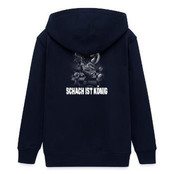 Schach Design - Teenager Organic Kapuzenjacke Mini Cultivator von Stanley/Stella - Navy - Hinten - AI Model Teenager Male light (155cm)